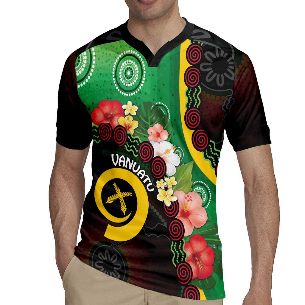 Long God Yumi Stanap Vanuatu Rugby Jersey Tropical Flowers Aboriginal Pattern LT14 - Polynesian Pride
