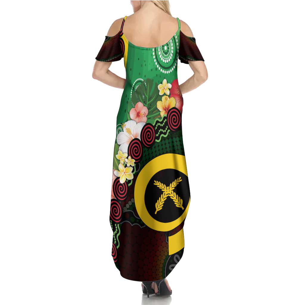 Long God Yumi Stanap Vanuatu Summer Maxi Dress Tropical Flowers Aboriginal Pattern