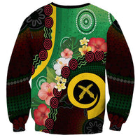 Long God Yumi Stanap Vanuatu Sweatshirt Tropical Flowers Aboriginal Pattern LT14 - Polynesian Pride