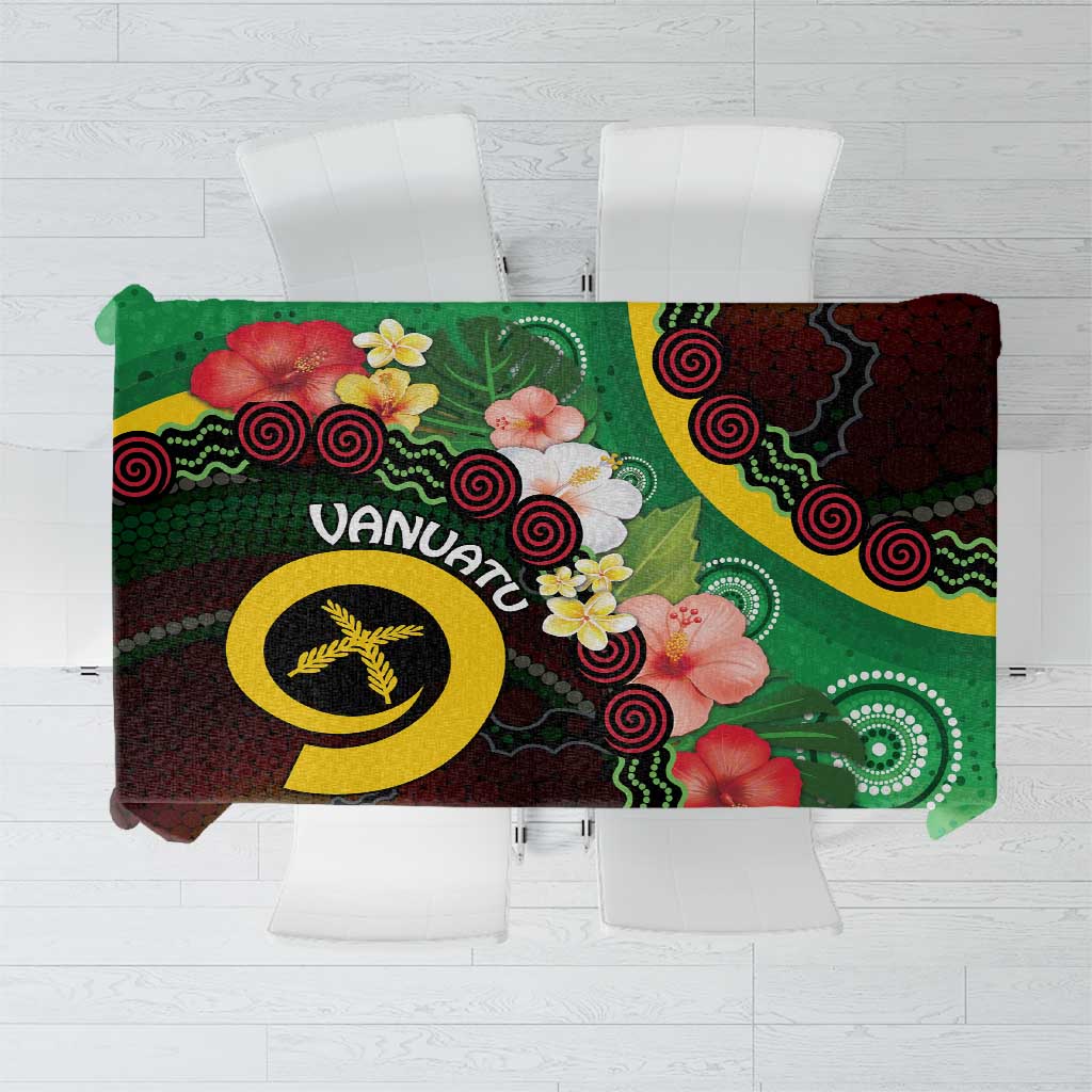 Long God Yumi Stanap Vanuatu Tablecloth Tropical Flowers Aboriginal Pattern LT14 Green - Polynesian Pride