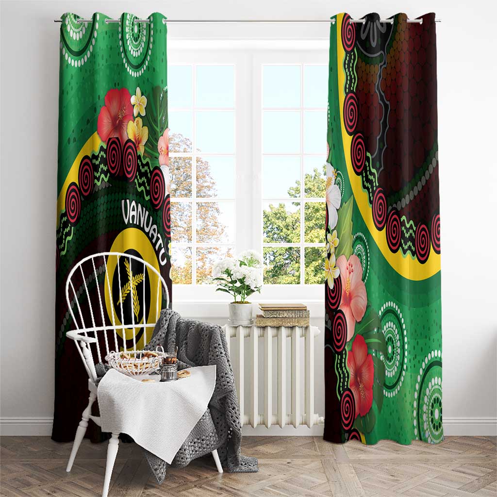 Long God Yumi Stanap Vanuatu Window Curtain Tropical Flowers Aboriginal Pattern