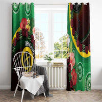 Long God Yumi Stanap Vanuatu Window Curtain Tropical Flowers Aboriginal Pattern