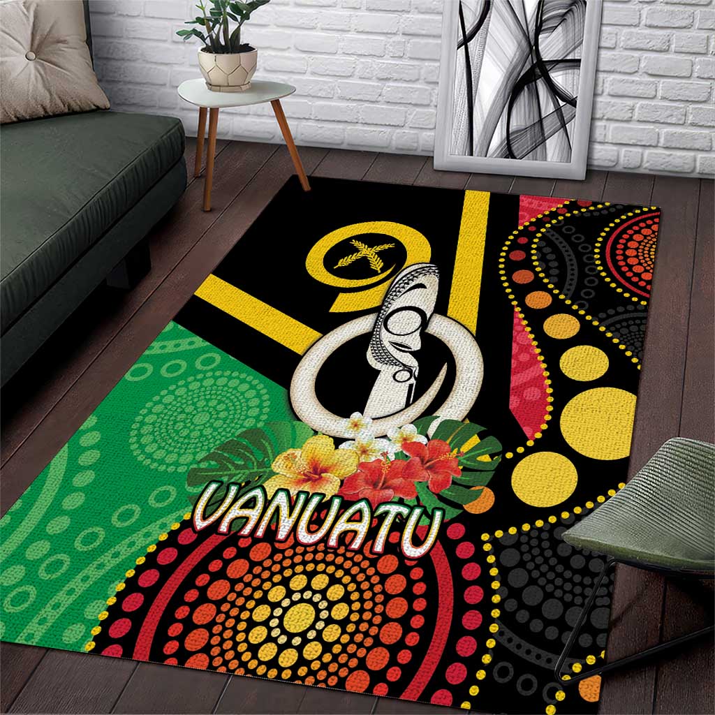 Tamtam Drum Vanuatu Area Rug Boar Tusk Aboriginal Flag Style