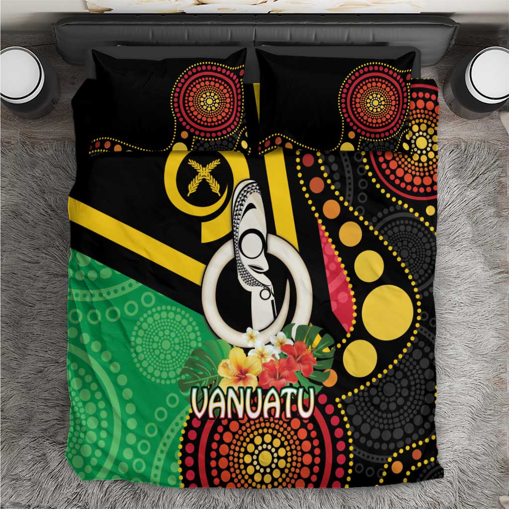Tamtam Drum Vanuatu Bedding Set Boar Tusk Aboriginal Flag Style