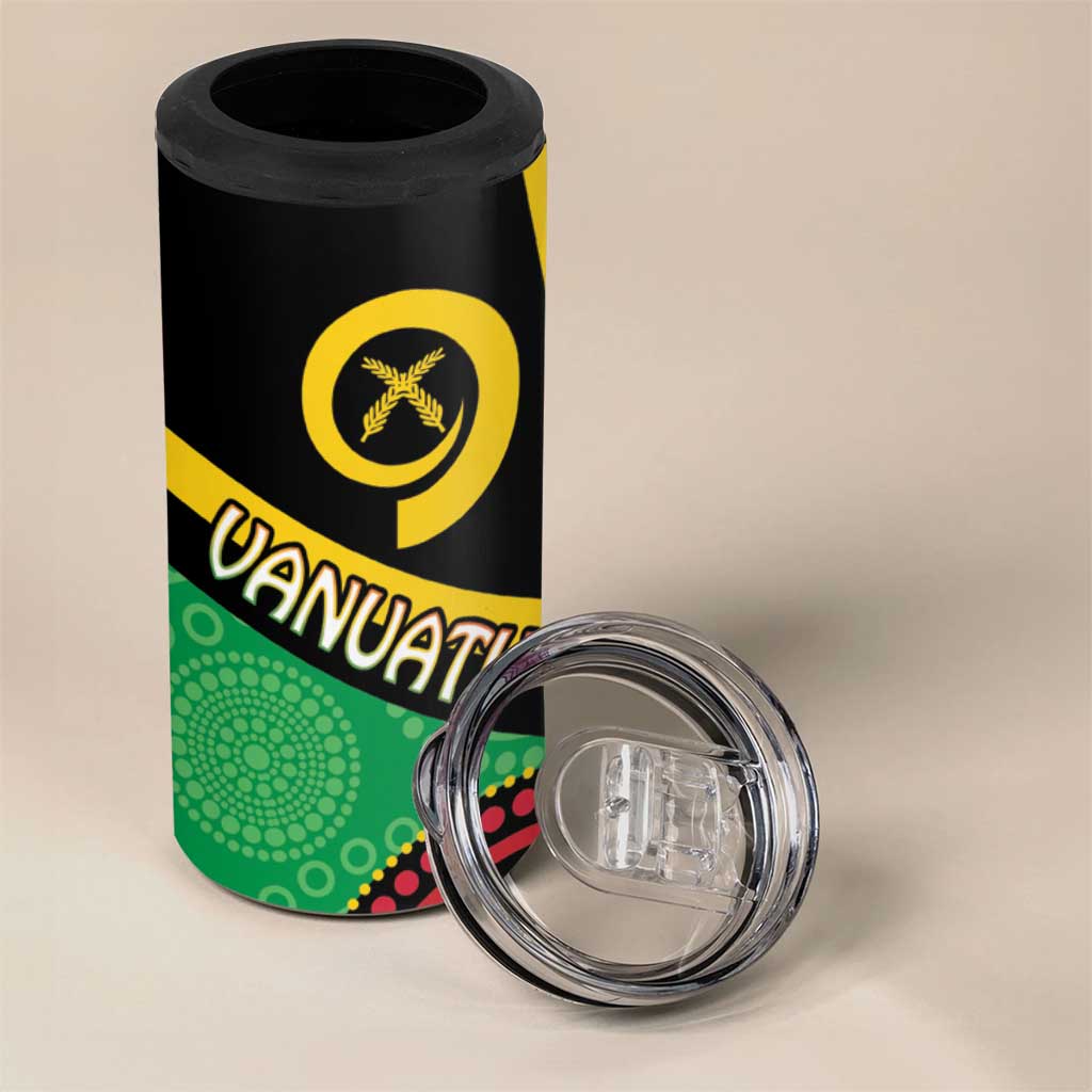 Tamtam Drum Vanuatu 4 in 1 Can Cooler Tumbler Boar Tusk Aboriginal Flag Style LT14 - Polynesian Pride