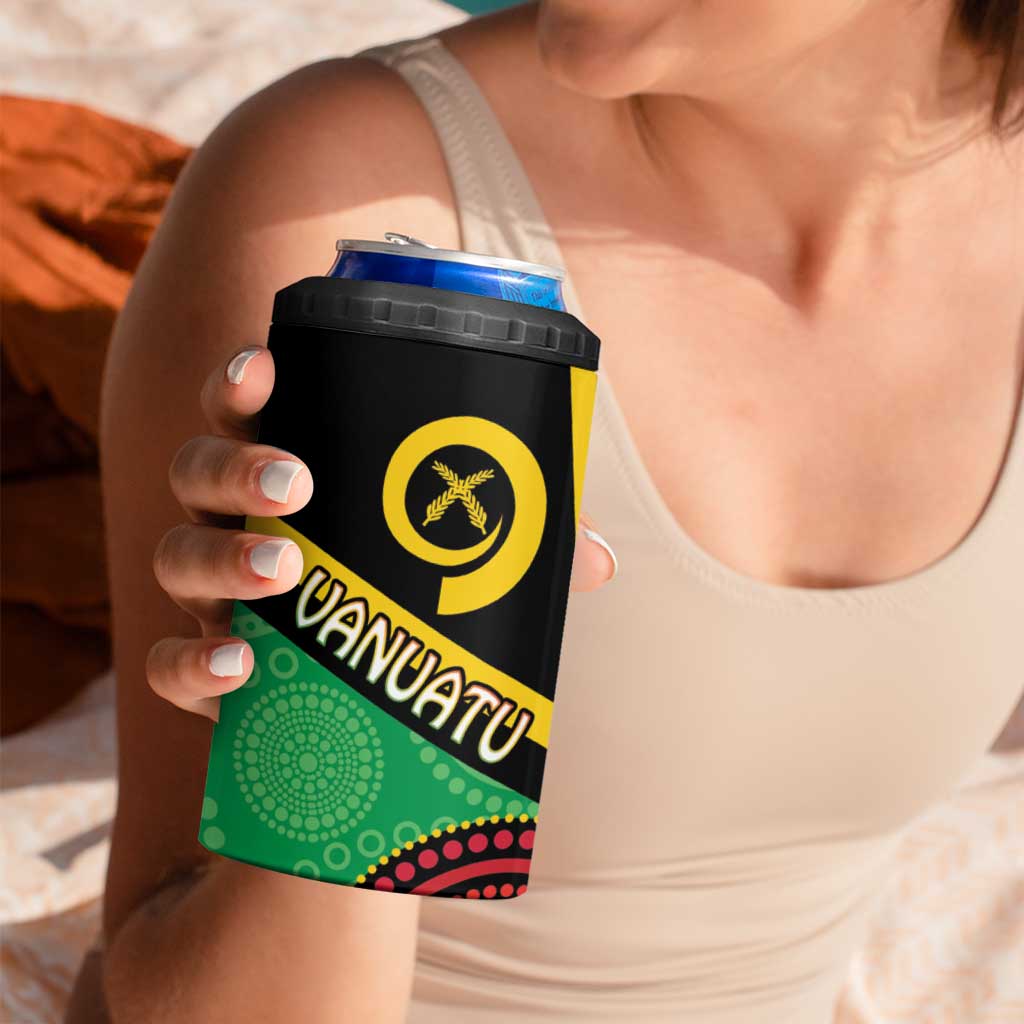 Tamtam Drum Vanuatu 4 in 1 Can Cooler Tumbler Boar Tusk Aboriginal Flag Style LT14 - Polynesian Pride