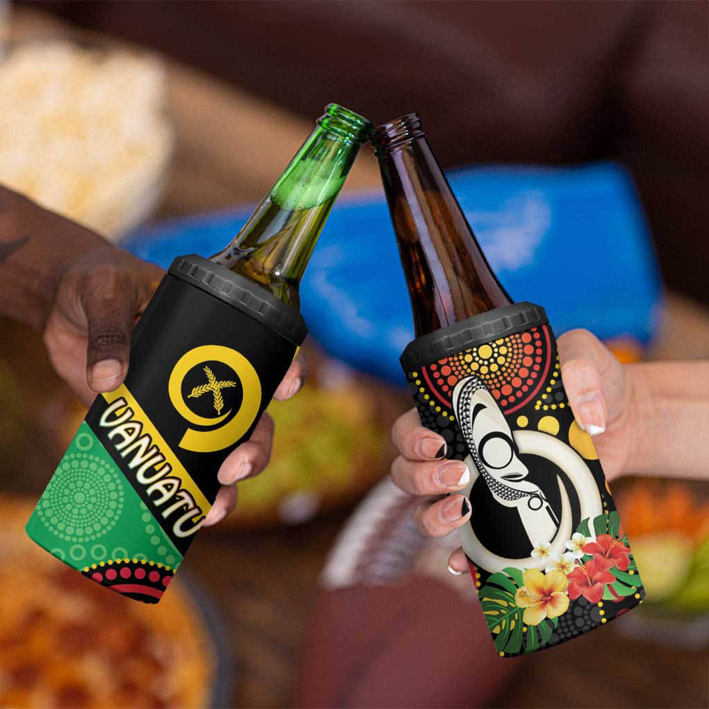 Tamtam Drum Vanuatu 4 in 1 Can Cooler Tumbler Boar Tusk Aboriginal Flag Style LT14 - Polynesian Pride