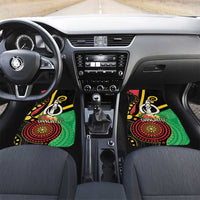 Tamtam Drum Vanuatu Car Mats Boar Tusk Aboriginal Flag Style LT14 Set 2pcs - Front Black - Polynesian Pride