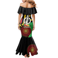 Tamtam Drum Vanuatu Family Matching Mermaid Dress and Hawaiian Shirt Boar Tusk Aboriginal Flag Style