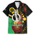 Tamtam Drum Vanuatu Family Matching Off The Shoulder Long Sleeve Dress and Hawaiian Shirt Boar Tusk Aboriginal Flag Style
