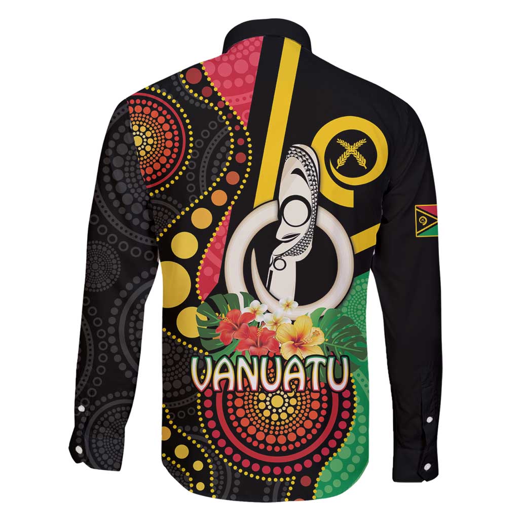 Tamtam Drum Vanuatu Family Matching Off Shoulder Maxi Dress and Hawaiian Shirt Boar Tusk Aboriginal Flag Style