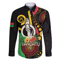 Tamtam Drum Vanuatu Family Matching Summer Maxi Dress and Hawaiian Shirt Boar Tusk Aboriginal Flag Style