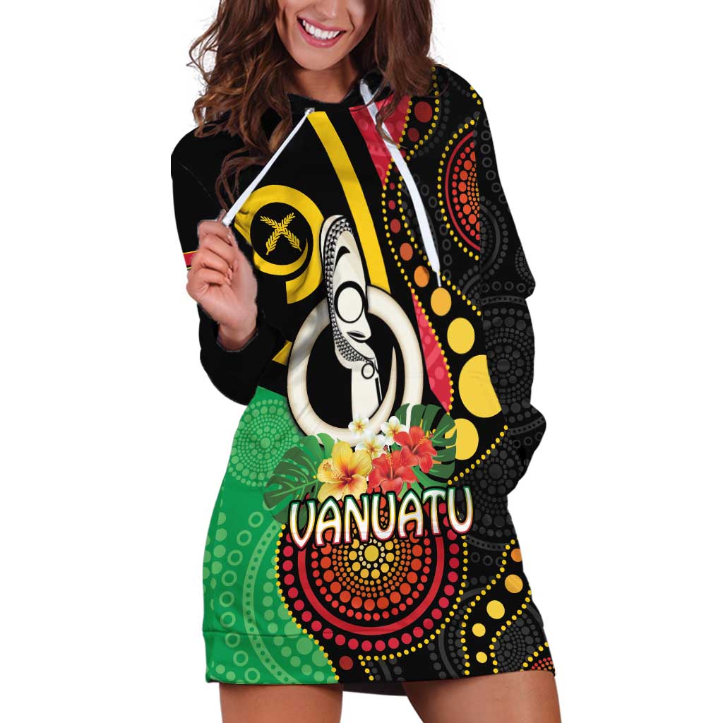 Tamtam Drum Vanuatu Hoodie Dress Boar Tusk Aboriginal Flag Style