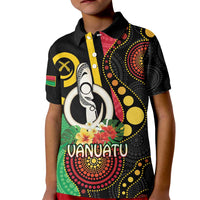 Tamtam Drum Vanuatu Kid Polo Shirt Boar Tusk Aboriginal Flag Style