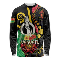 Tamtam Drum Vanuatu Long Sleeve Shirt Boar Tusk Aboriginal Flag Style LT14 Unisex Black - Polynesian Pride