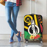 Tamtam Drum Vanuatu Luggage Cover Boar Tusk Aboriginal Flag Style