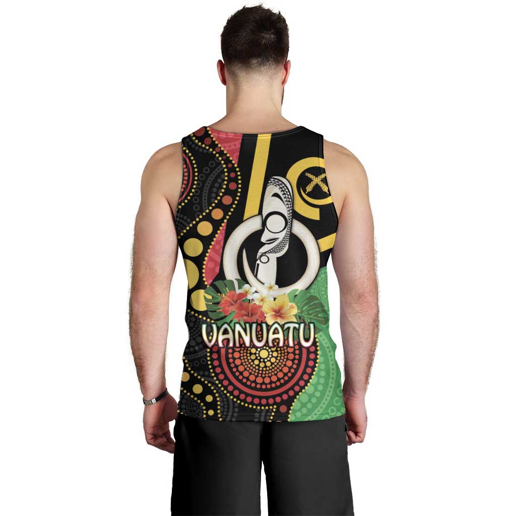 Tamtam Drum Vanuatu Men Tank Top Boar Tusk Aboriginal Flag Style LT14 - Polynesian Pride