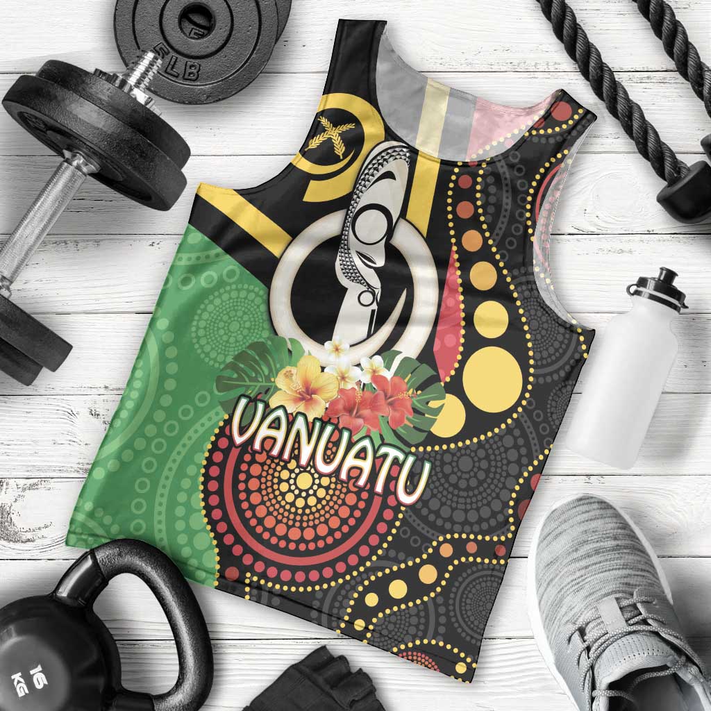 Tamtam Drum Vanuatu Men Tank Top Boar Tusk Aboriginal Flag Style LT14 - Polynesian Pride