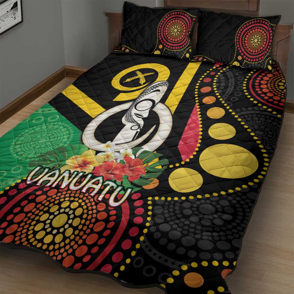 Tamtam Drum Vanuatu Quilt Bed Set Boar Tusk Aboriginal Flag Style