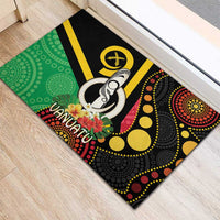 Tamtam Drum Vanuatu Rubber Doormat Boar Tusk Aboriginal Flag Style LT14 - Polynesian Pride