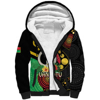 Tamtam Drum Vanuatu Sherpa Hoodie Boar Tusk Aboriginal Flag Style LT14 Unisex Black - Polynesian Pride