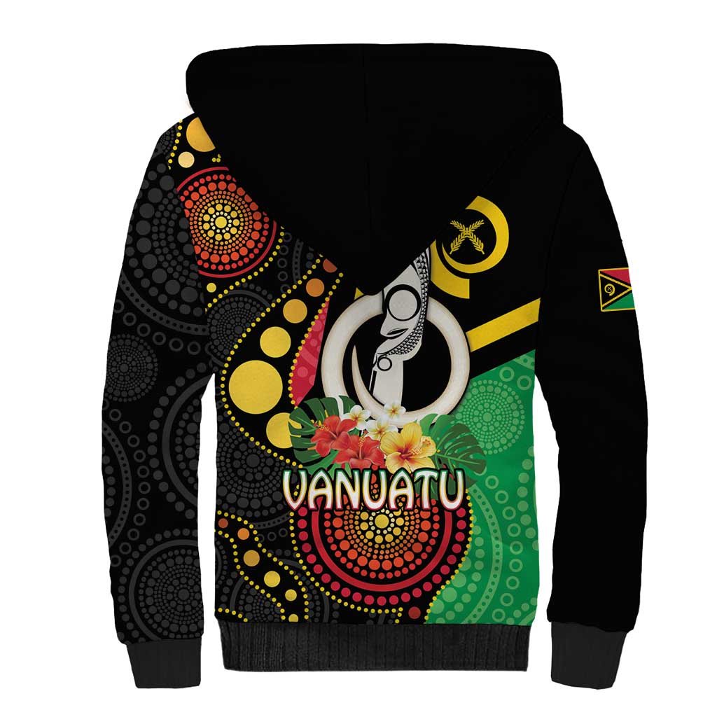 Tamtam Drum Vanuatu Sherpa Hoodie Boar Tusk Aboriginal Flag Style LT14 - Polynesian Pride