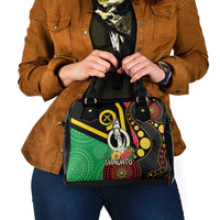 Tamtam Drum Vanuatu Shoulder Handbag Boar Tusk Aboriginal Flag Style