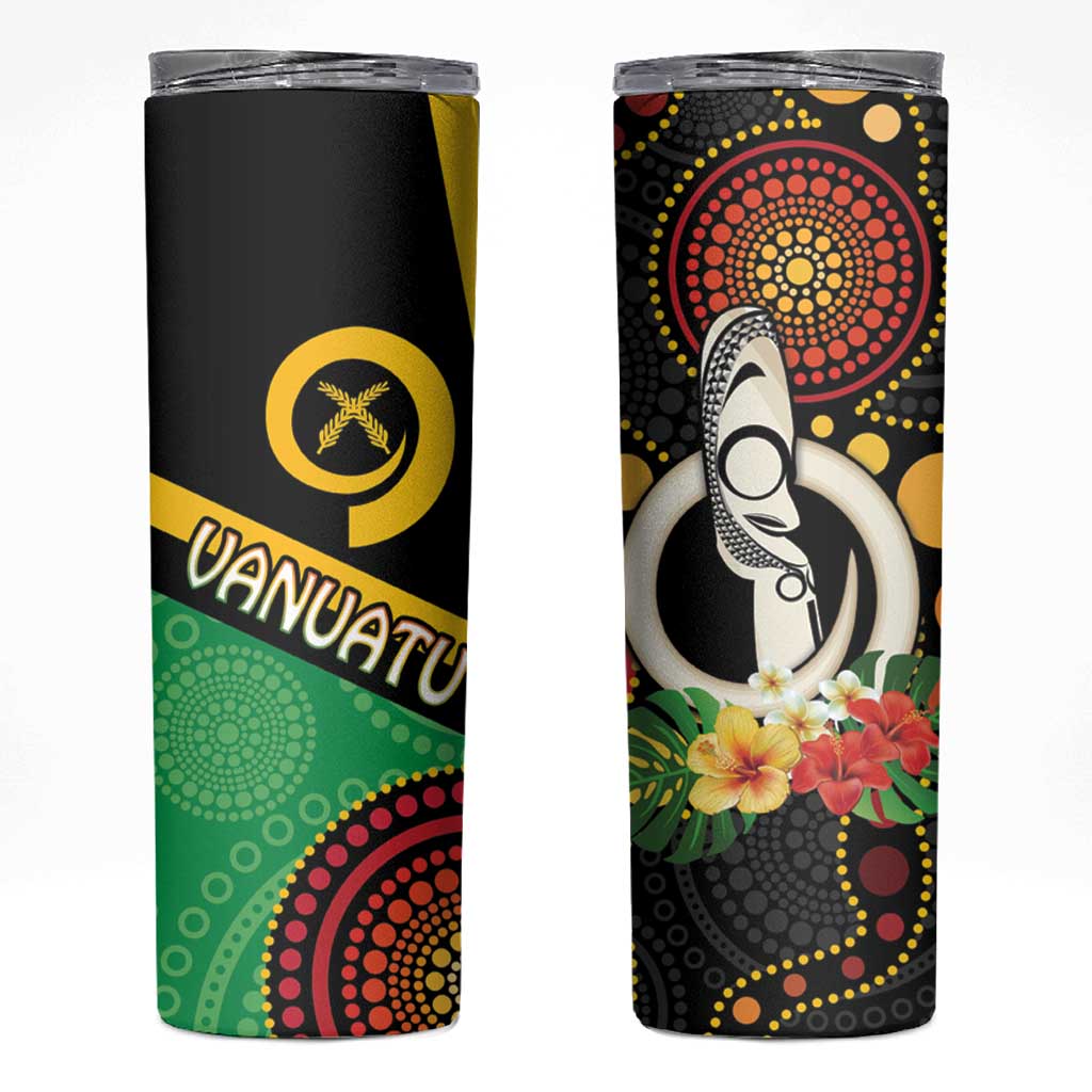 Tamtam Drum Vanuatu Skinny Tumbler Boar Tusk Aboriginal Flag Style