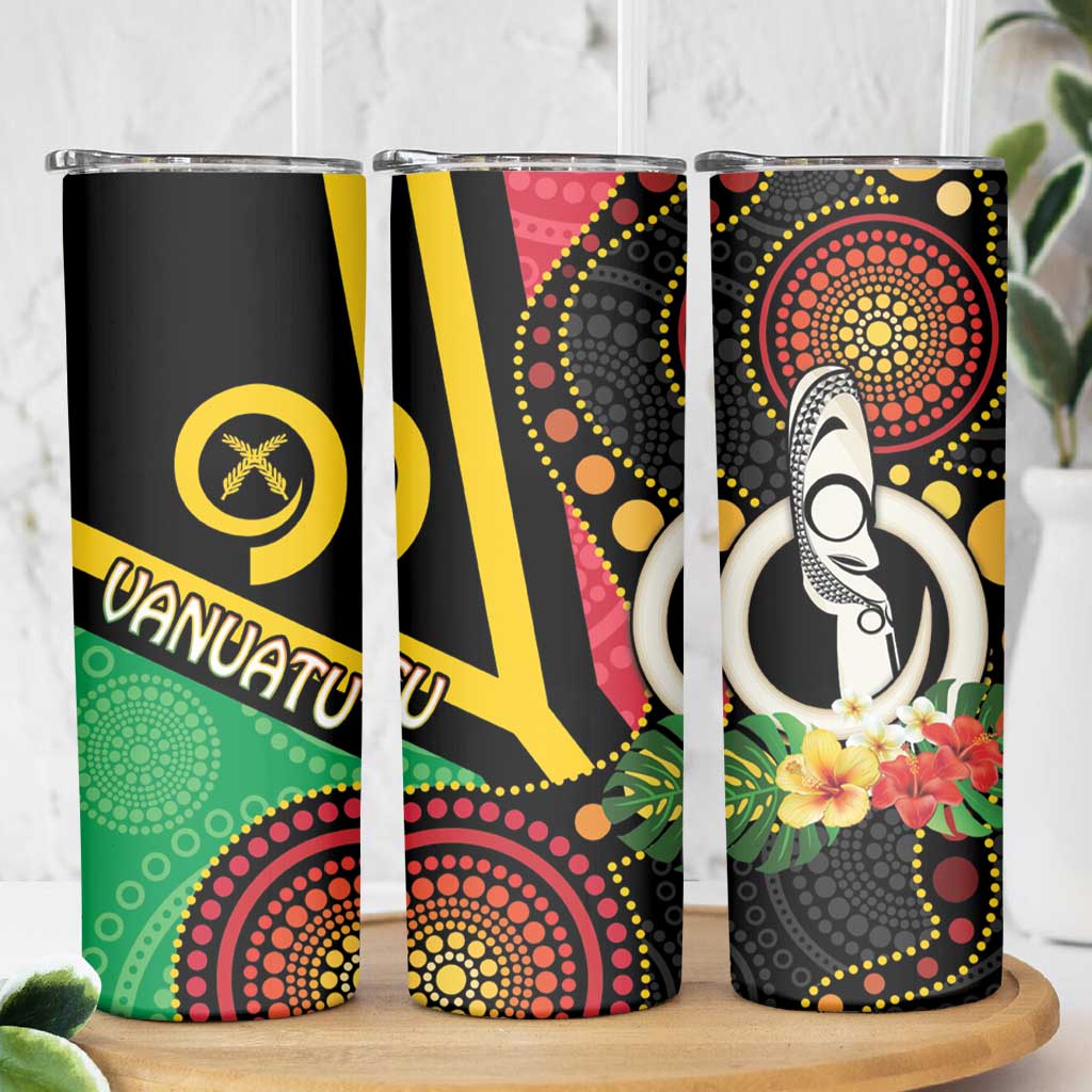 Tamtam Drum Vanuatu Skinny Tumbler Boar Tusk Aboriginal Flag Style