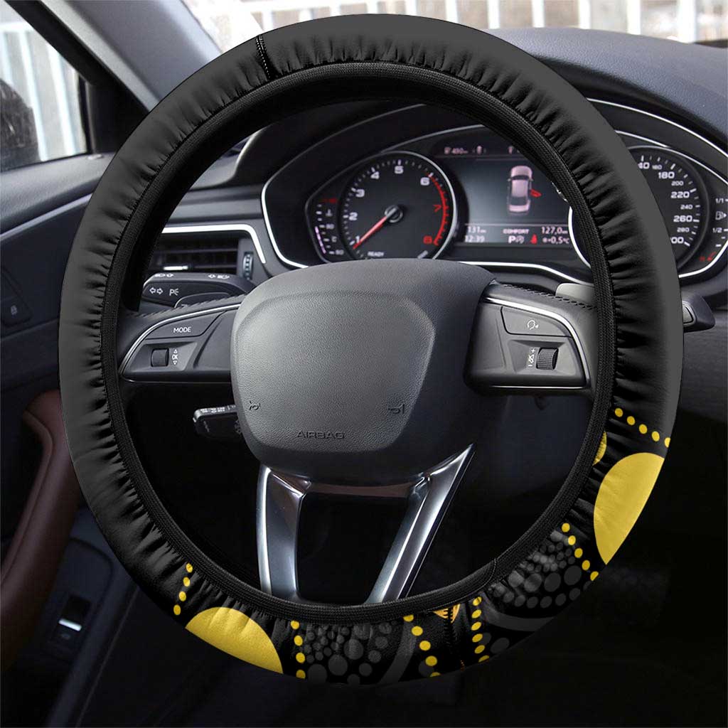 Tamtam Drum Vanuatu Steering Wheel Cover Boar Tusk Aboriginal Flag Style LT14 - Polynesian Pride