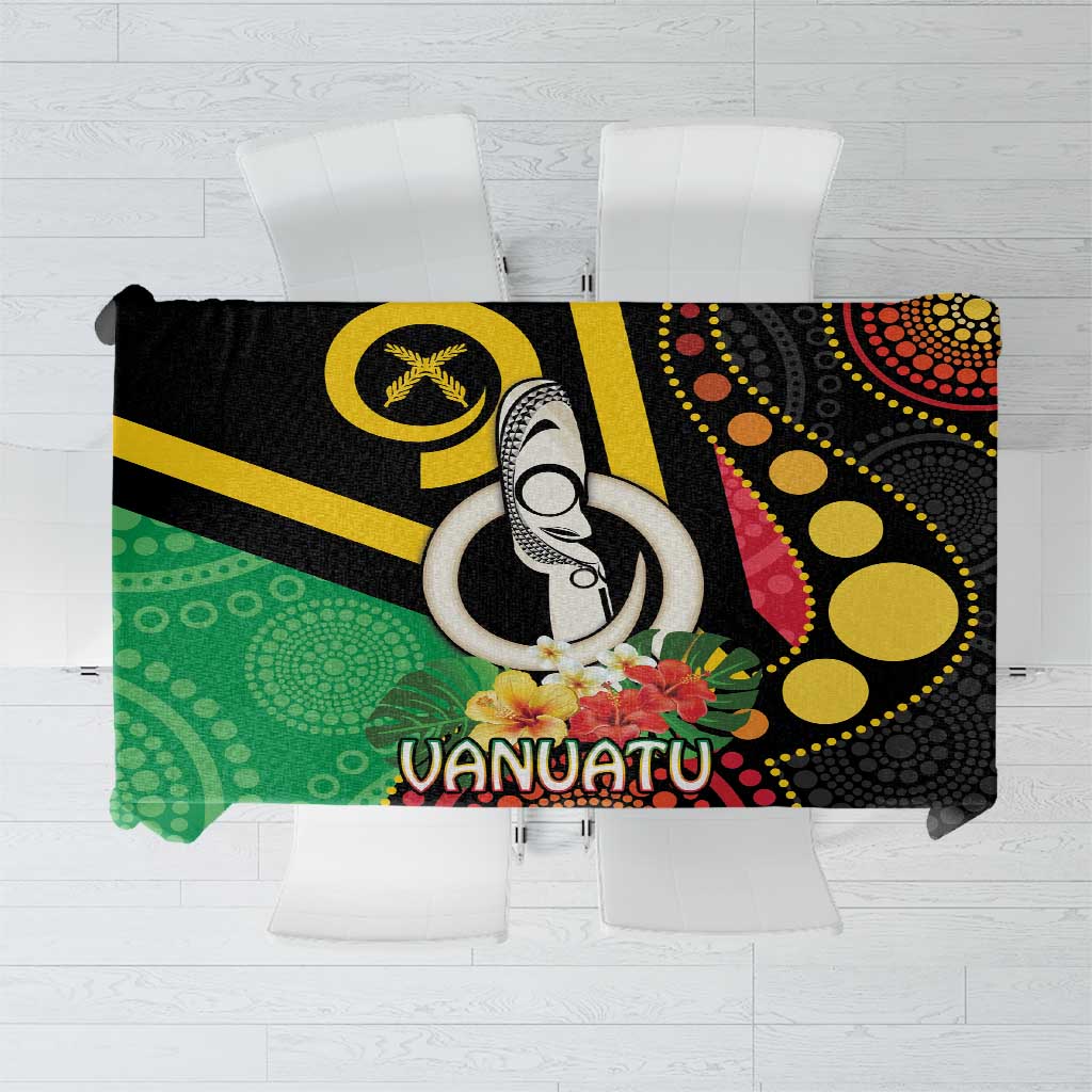 Tamtam Drum Vanuatu Tablecloth Boar Tusk Aboriginal Flag Style LT14 Black - Polynesian Pride