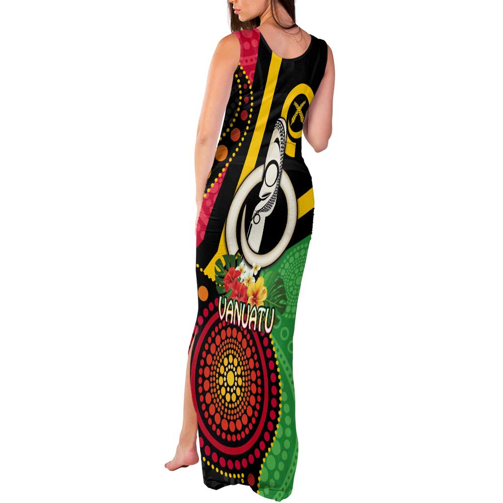 Tamtam Drum Vanuatu Tank Maxi Dress Boar Tusk Aboriginal Flag Style