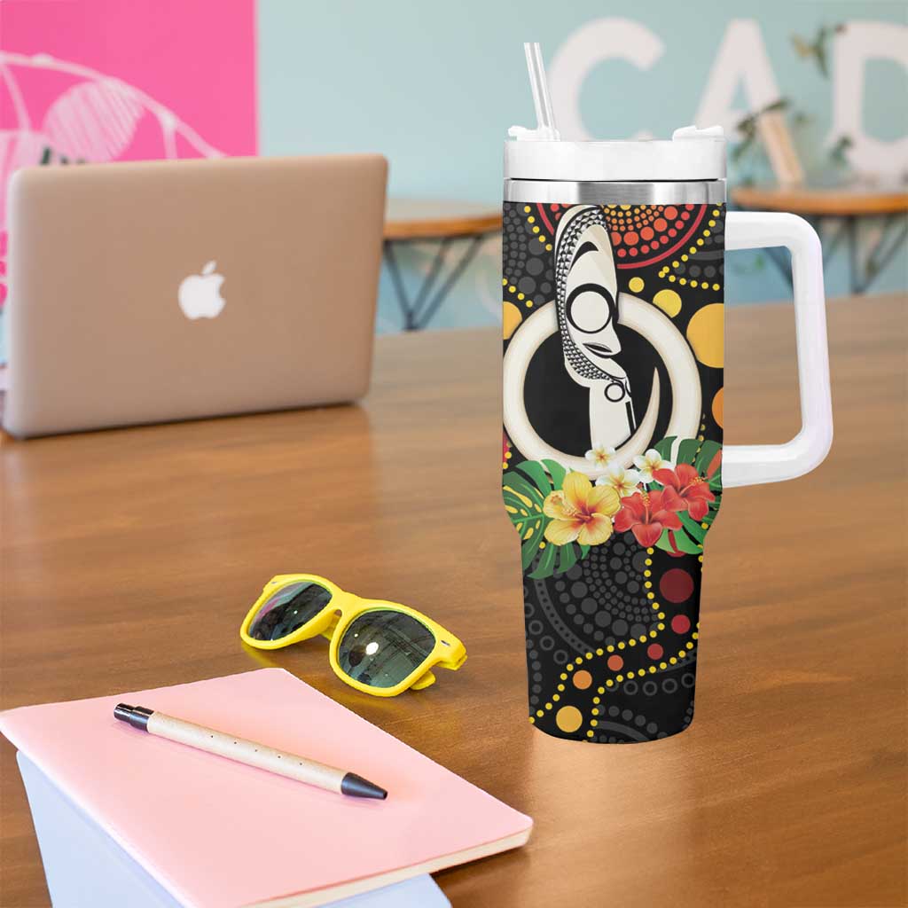 Tamtam Drum Vanuatu Tumbler With Handle Boar Tusk Aboriginal Flag Style