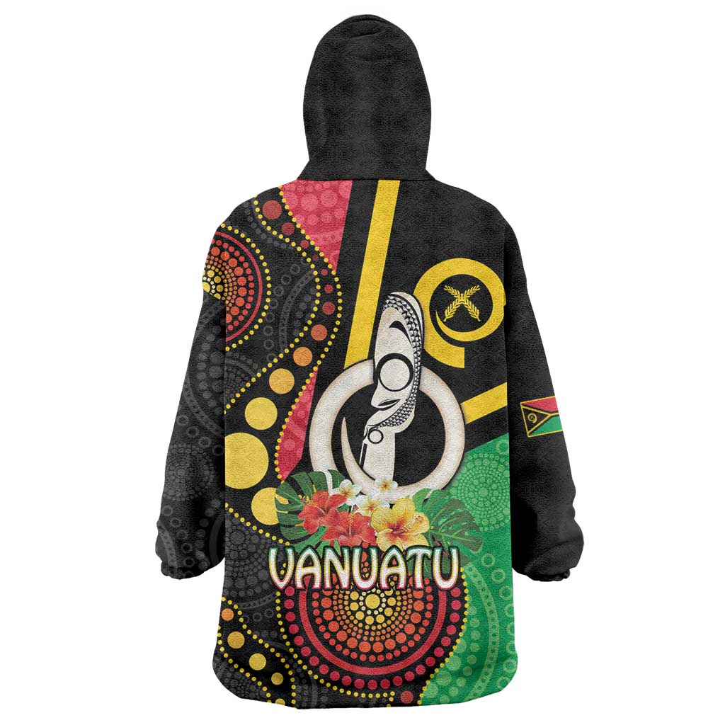 Tamtam Drum Vanuatu Wearable Blanket Hoodie Boar Tusk Aboriginal Flag Style