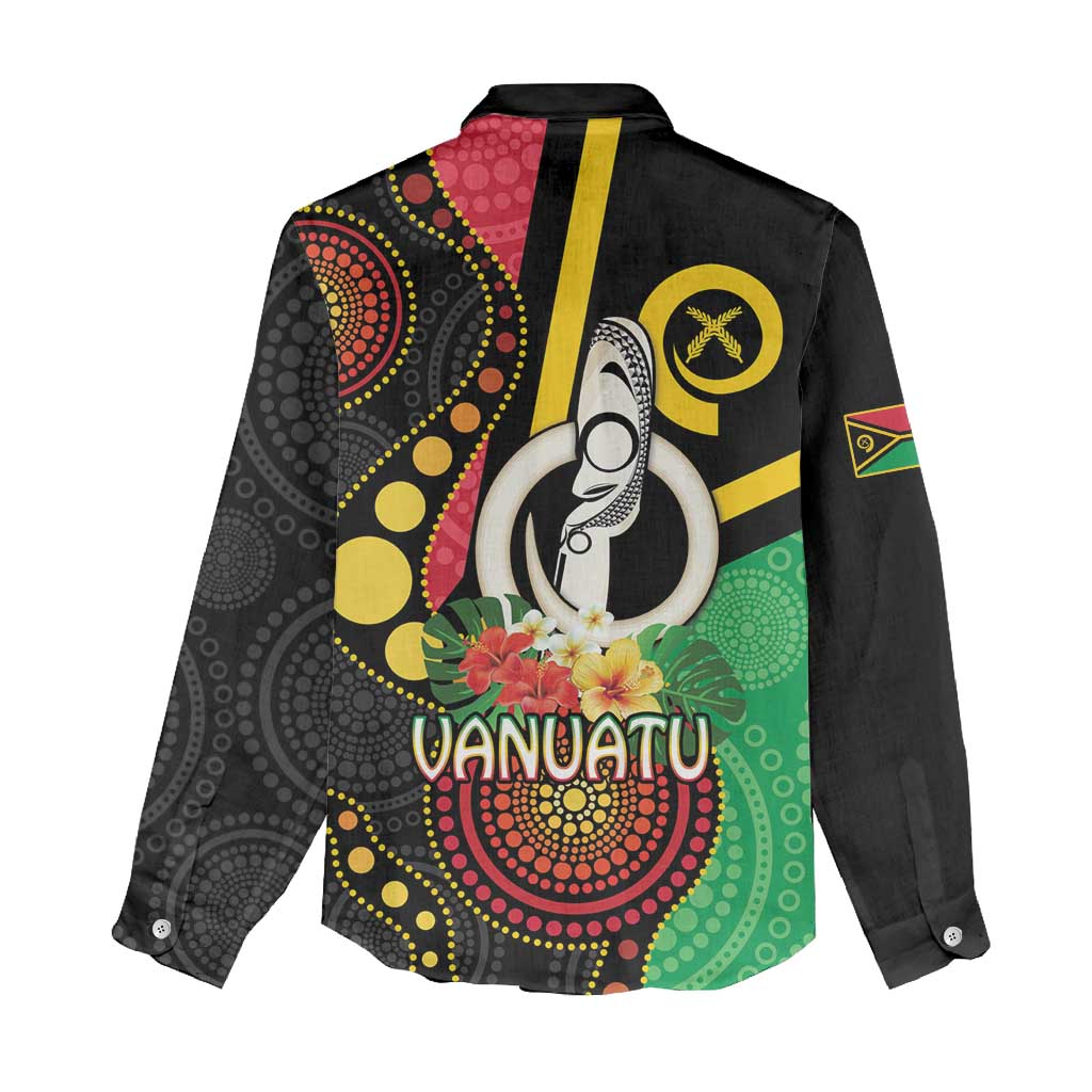 Tamtam Drum Vanuatu Women Casual Shirt Boar Tusk Aboriginal Flag Style