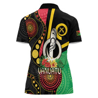 Tamtam Drum Vanuatu Women Polo Shirt Boar Tusk Aboriginal Flag Style