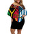 Vanuatu And West Papua Off Shoulder Short Dress Coat Of Arms Mix Flag Style LT14 Women Black - Polynesian Pride