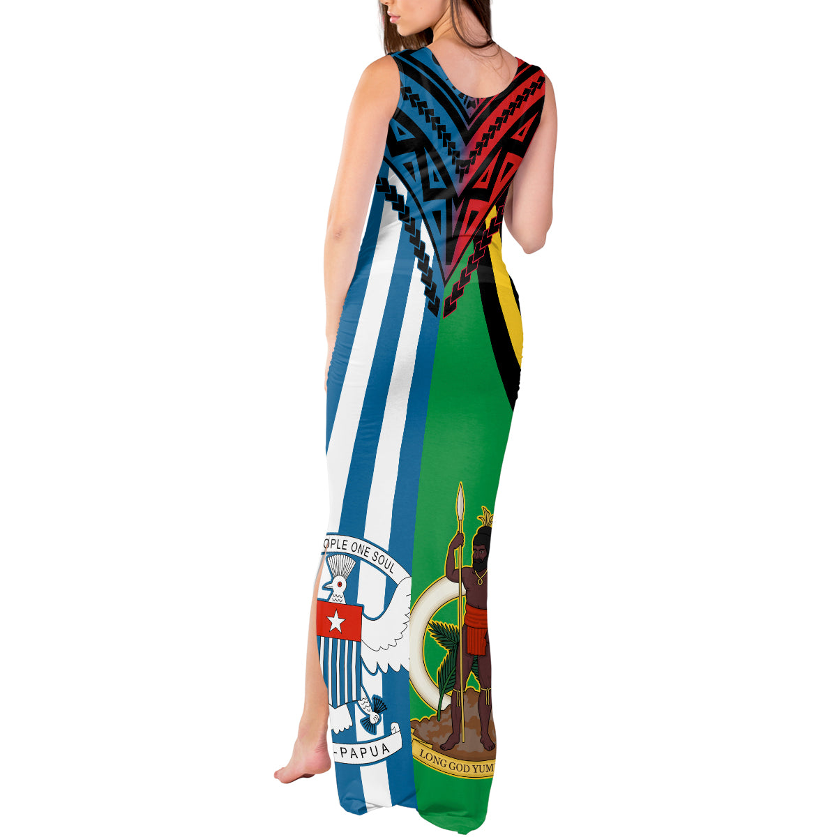 Vanuatu And West Papua Tank Maxi Dress Coat Of Arms Mix Flag Style LT14 - Polynesian Pride