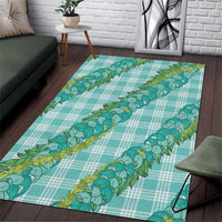 Hawaii Jade Vine Lei Area Rug Aloha Palaka Motif - Turquoise - Polynesian Pride
