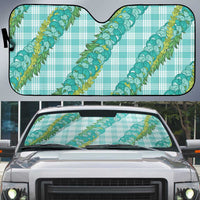 Hawaii Jade Vine Lei Auto Sun Shade Aloha Palaka Motif - Turquoise LT14 Turquoise - Polynesian Pride