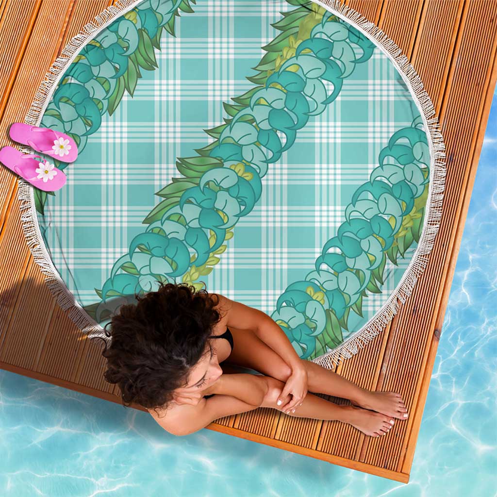 Hawaii Jade Vine Lei Beach Blanket Aloha Palaka Motif - Turquoise - Polynesian Pride