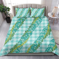 Hawaii Jade Vine Lei Bedding Set Aloha Palaka Motif - Turquoise - Polynesian Pride