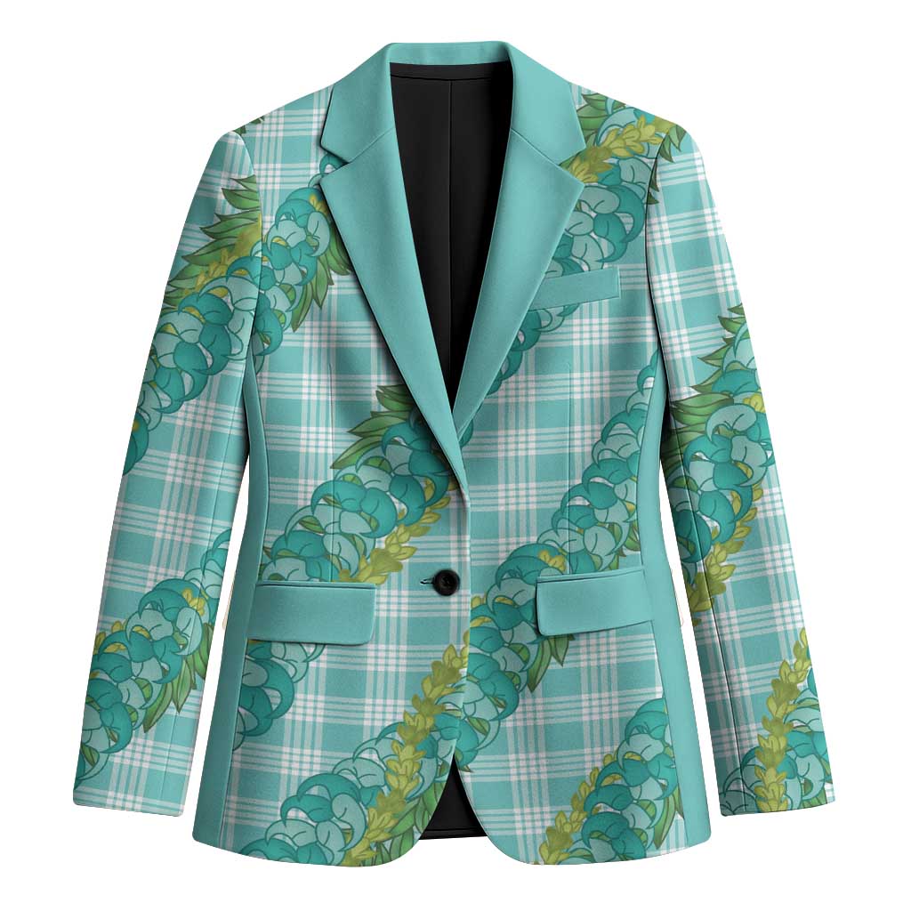 Hawaii Jade Vine Lei Blazer Aloha Palaka Motif - Turquoise - Polynesian Pride