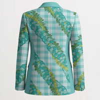 Hawaii Jade Vine Lei Blazer Aloha Palaka Motif - Turquoise - Polynesian Pride