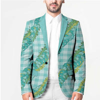 Hawaii Jade Vine Lei Blazer Aloha Palaka Motif - Turquoise - Polynesian Pride