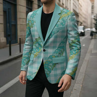 Hawaii Jade Vine Lei Blazer Aloha Palaka Motif - Turquoise - Polynesian Pride