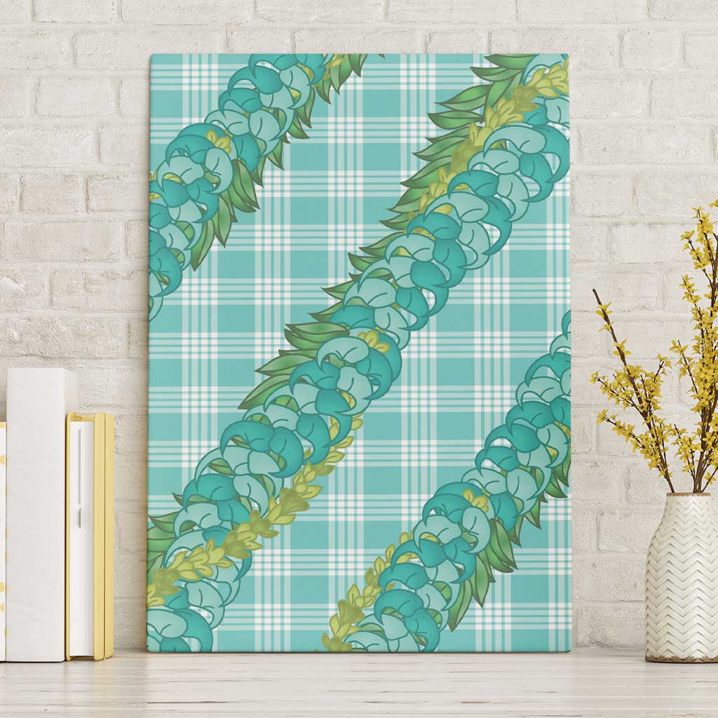 Hawaii Jade Vine Lei Canvas Wall Art Aloha Palaka Motif - Turquoise LT14 Without Frame Turquoise - Polynesian Pride