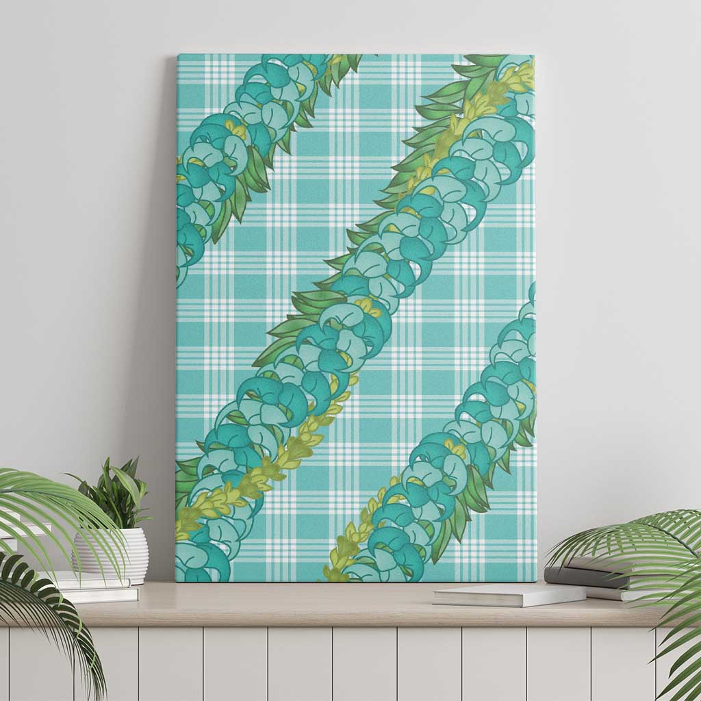 Hawaii Jade Vine Lei Canvas Wall Art Aloha Palaka Motif - Turquoise LT14 - Polynesian Pride