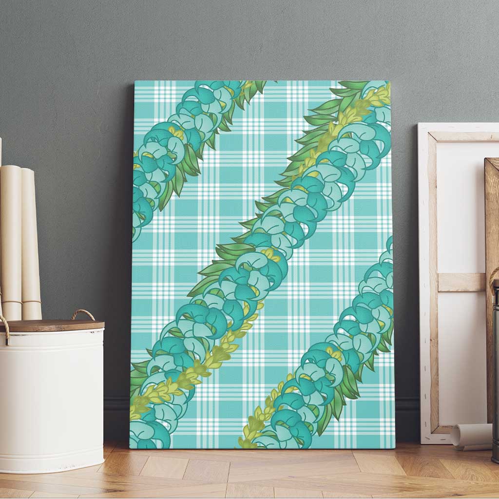Hawaii Jade Vine Lei Canvas Wall Art Aloha Palaka Motif - Turquoise LT14 - Polynesian Pride