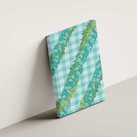 Hawaii Jade Vine Lei Canvas Wall Art Aloha Palaka Motif - Turquoise LT14 - Polynesian Pride